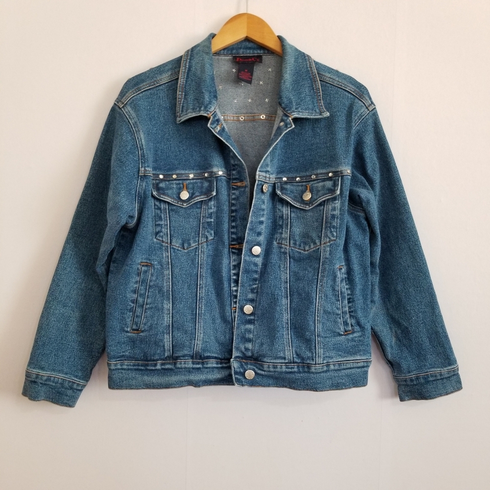 Vintage Y2K Denim&co Bling Denim Jean Jacket Size Medium